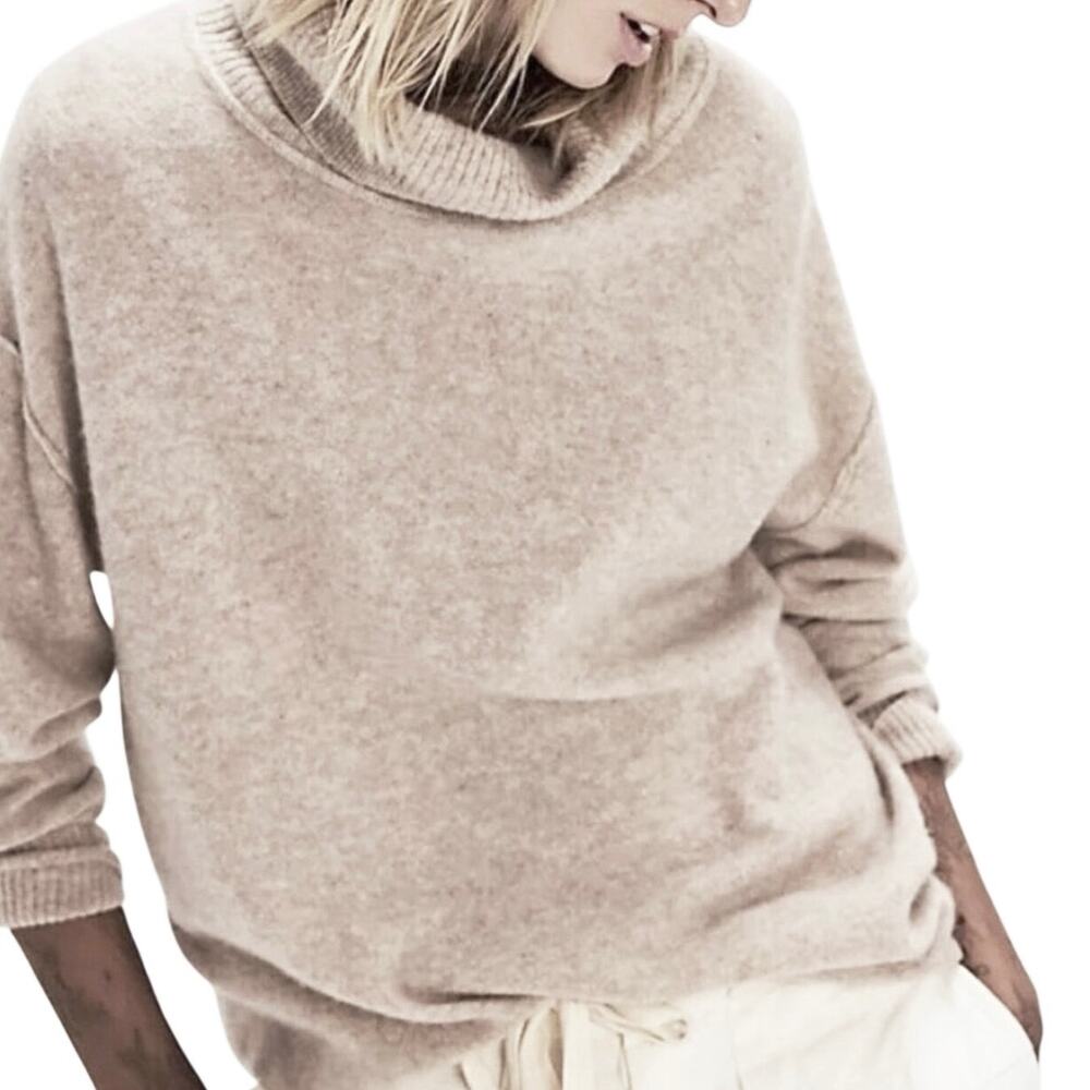 FREE PEOPLE Womenβs Tan Cashmere Turtleneck Pullover Sweater